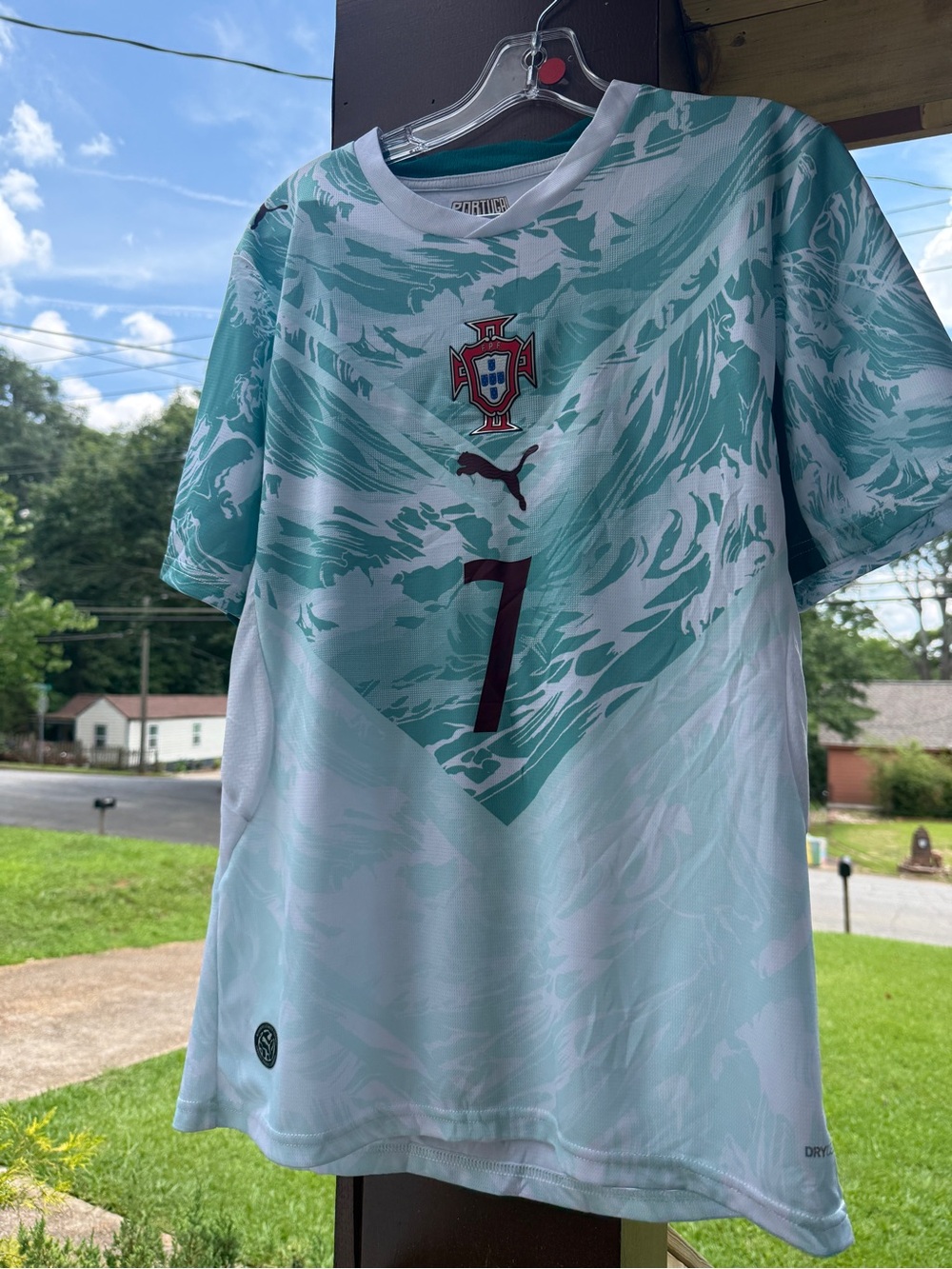 Puma Portugal Renaldo Teal and White Wave Soccer Jersey #7